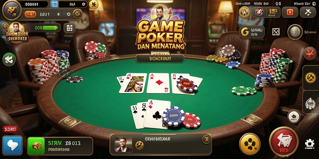 Tampilan gameplay Poker yang seru dan menegangkan di 55RT.