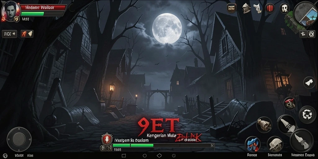 Screenshot gameplay 9ET menampilkan suasana mencekam dan menegangkan.