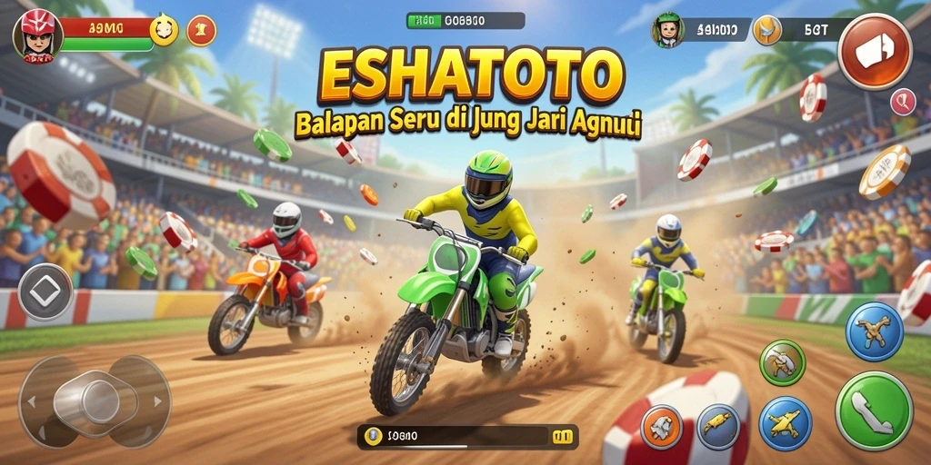 Screenshot ESHATOTO menampilkan aksi balapan yang mendebarkan.