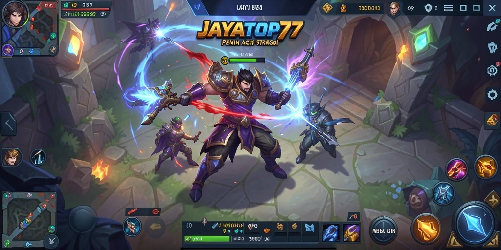 Screenshot menunjukkan aksi seru dalam pertarungan MOBA di JAYATOP77.
