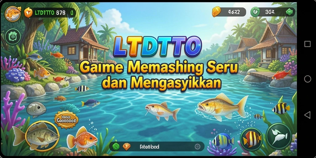 Screenshot gameplay LTDTOTO menunjukkan aksi menangkap ikan yang seru dan menegangkan.