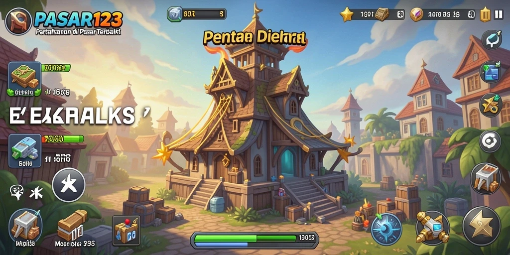 Screenshot dari gameplay menarik PASAR123 Tower Defense.