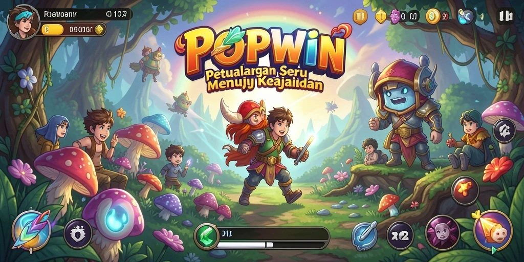 Tangkapan layar utama <strong>POPWIN</strong> menampilkan aksi seru dalam petualangan yang mendebarkan.