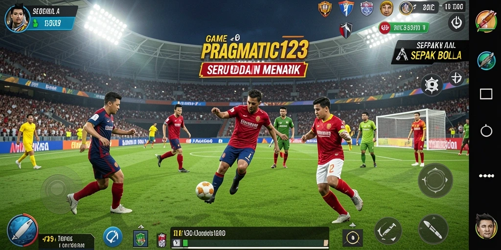Screenshot utama PRAGMATIC123 menampilkan aksi seru di lapangan sepak bola.