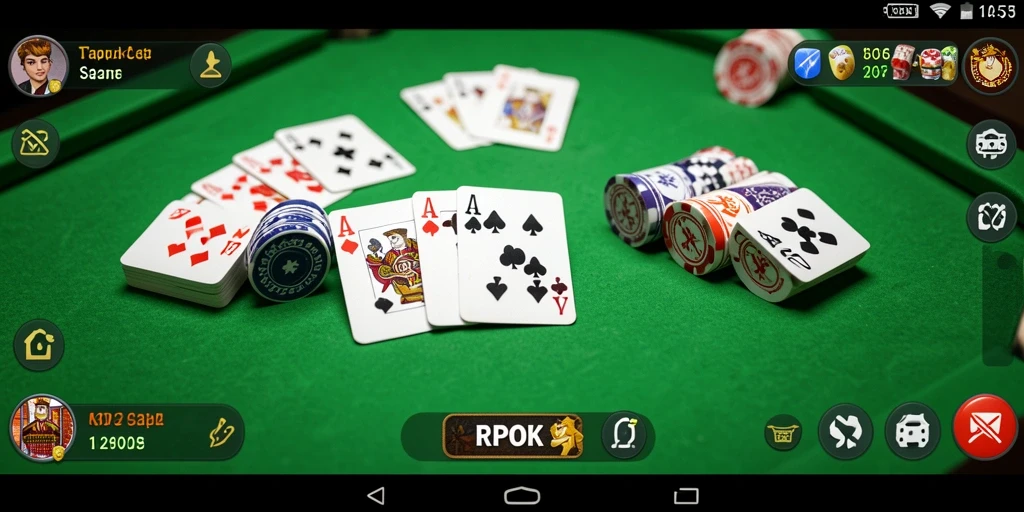Screenshot gameplay RPOK menampilkan suasana permainan Gaple yang seru.