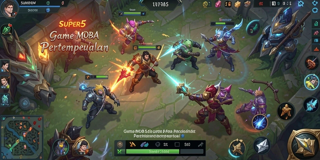 Tampilan gameplay SUPER5 dengan aksi pertempuran epik.