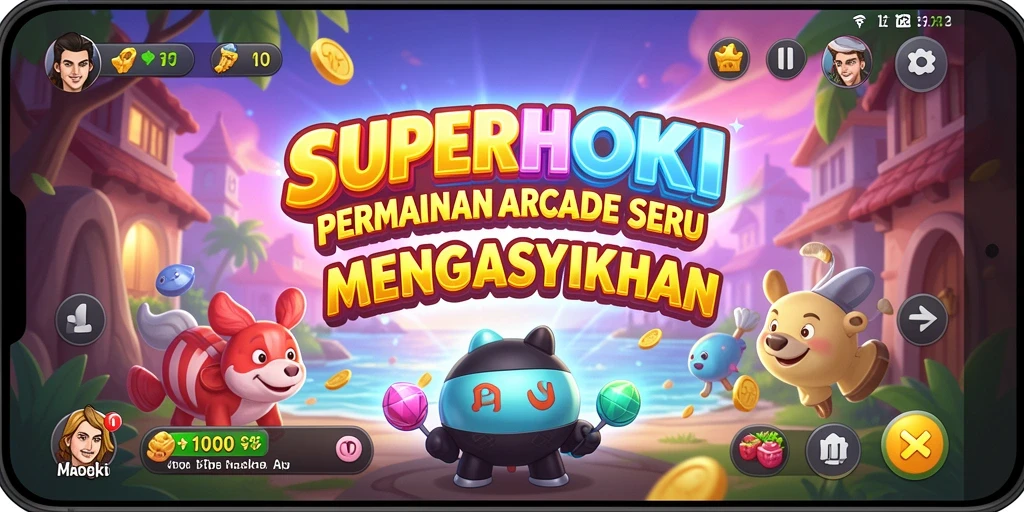 Tampilan gameplay SUPERHOKI yang menampilkan keseruan perpaduan warna dan aksi.
