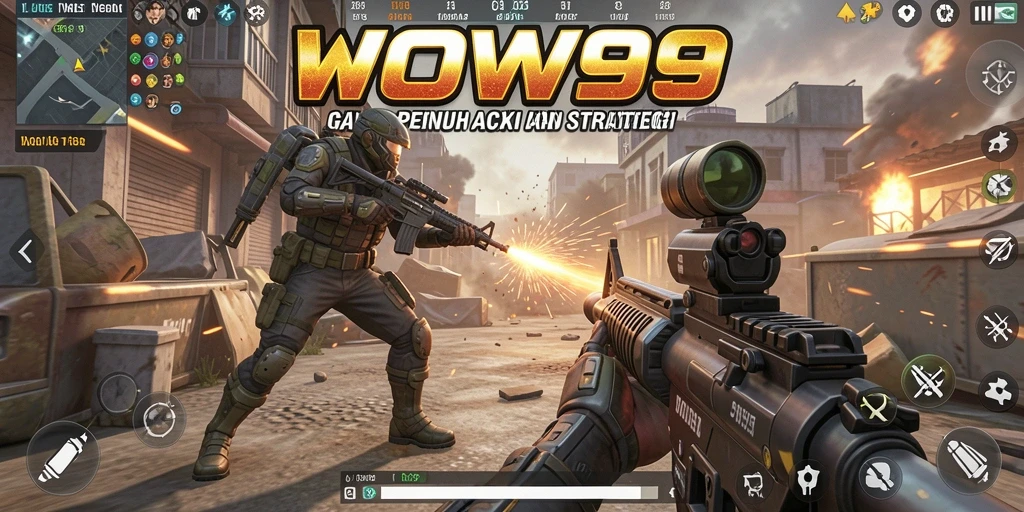 Tampilan gameplay menegangkan dari WOW99 dengan aksi TPS yang intens.