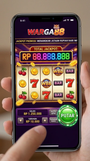 Screenshot antarmuka pengguna aplikasi warga88 yang menarik.